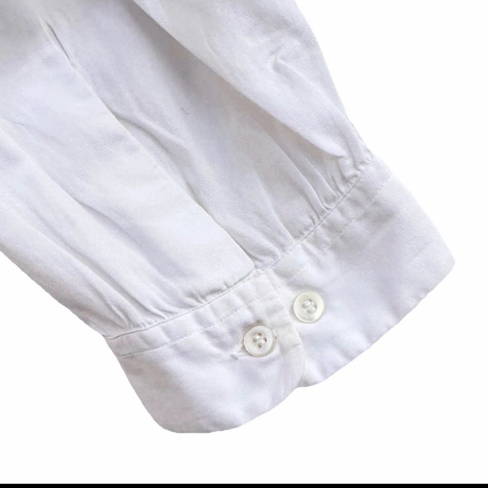Rare Vintage Lady Manhattan White Teal Embroidered Bee Blouse Sz. S- Medium - Picture 7 of 9